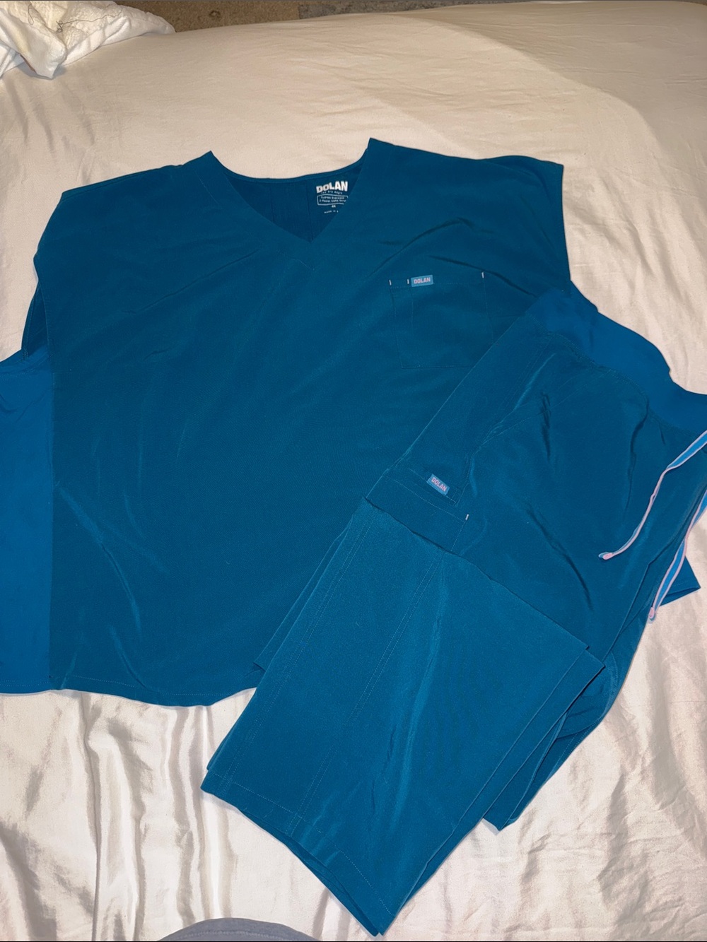 DOLAN oversized cypress 2 pocket scrub top with pants  ( almost a Caribbean blue